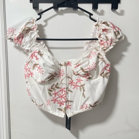 NWT Fashion Nova White Cream Bustier Crop Top - Picture 3 of 10